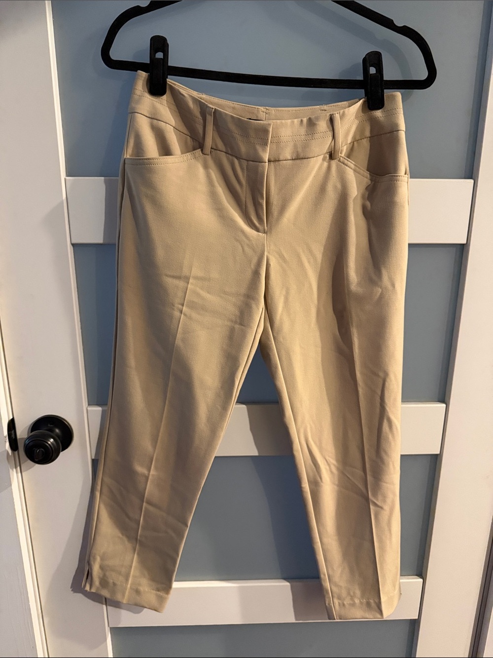 Cropped Tailored Trousers in Beige